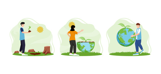 Flat Bundle Earth Day Design Illustration