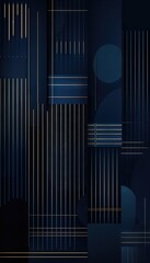 Obraz premium motifs de design minimalistes et abstraits, en multitons de bleu marine