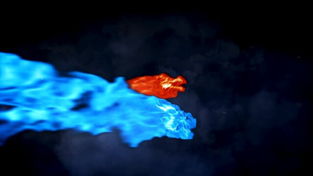 Fire dragon breath animation red and blue - mythical dragon flying animation