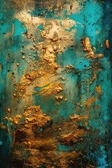 Un fond bleu, bleu sarcelle et or avec de nombreux attributs de luxe avec des taches granuleuses. Id&eacute;al comme papier peint de produit de luxe.