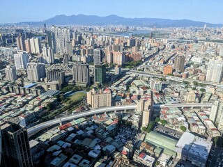 The high angle view of Banqiao, New Taipei City, Taiwan.
