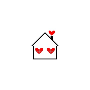 House with heart icon isolated on white background