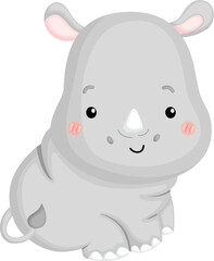 a vector of a cute rhino