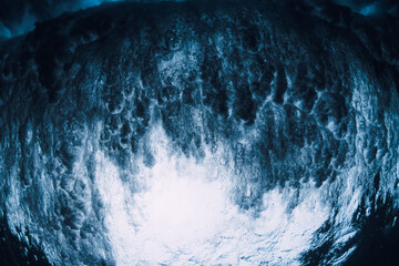 Wave textures with vortex underwater in sea water. Swell in ocean