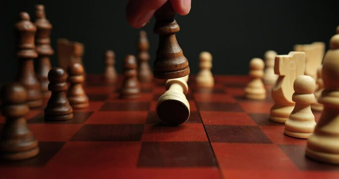 Close Up of Bishop Taking Bishop in a Chess Game