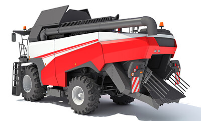 Farm Combine Harvester 3D rendering on white background