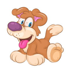 Cheerful Cartoon Dog. Clipart. Cute illustration of a Cheerful cartoon dog with his tongue hanging out. Unique design, Children's mascot.