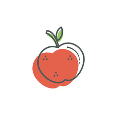 Apple fruit single icon on white background. Vector illustration. Apple fruit symbol designed with abstract shape using black outline. Doodle cartoon style. Line drawing style. Malus domestica. 