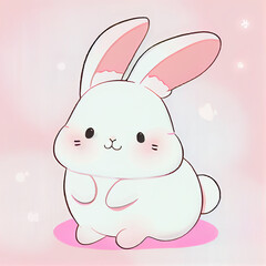Cute cartoon bunny character in kawaii anime style illustartion