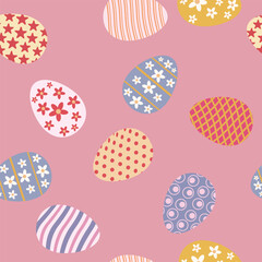Easter seamless pattern, eggs festive spring background