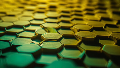Obraz premium Abstract background with hexagons in yellow and green colors