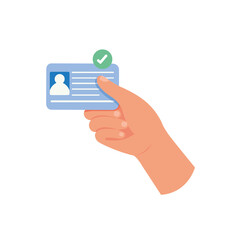 Hand holding an identity card, Identification personal contact.