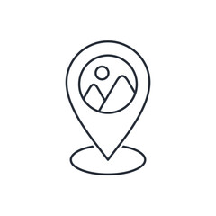 Photo of the place. Location visualization.Vector linear icon isolated on white background.