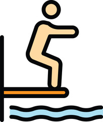 Swimming athlete icon. Outline Swimming athlete vector icon for web design isolated on white background color flat