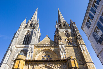 Fototapeta na wymiar Towers of the historic cathedral of Bayonne, France