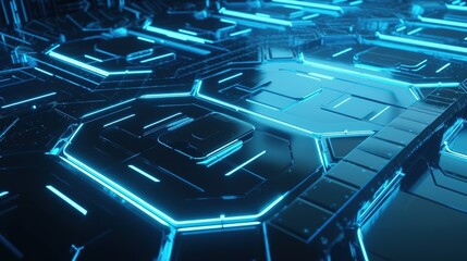 Cyber security concept with closed padlock on hexagons background 3D rendering.generative Ai