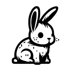 Cute bunny vector silhouette, isolated on white background.