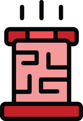 Fireplace chimney icon. Outline fireplace chimney vector icon for web design isolated on white background color flat