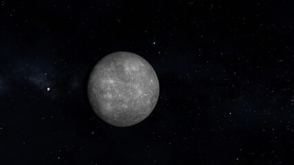 Obraz na płótnie Canvas Space probe Approaching Planet Mercury. 3D Rendering