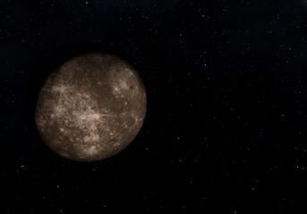 Naklejka premium Space, nebula and planet Mercury. Space exploration.