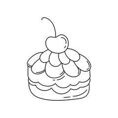 Cake dessert doodle Coloring book with vector illustration for kids