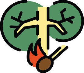 Climate wildfire icon. Outline climate wildfire vector icon for web design isolated on white background color flat