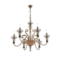 crystal chandelier for the interior isolated on transparent background, home lighting, 3D illustration, cg render