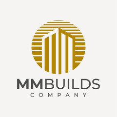 Modern building construction letter M MM logo design