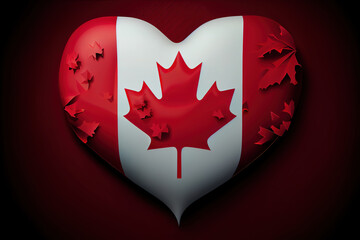 Canada flag with heart shape vector illustration design. Generative Ai