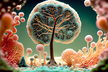 Obraz premium Microscopic view of organic substance, generative AI