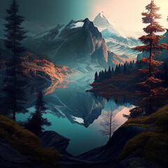 sunrise over the mountains generative ai