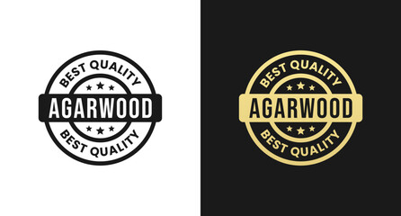 Agarwood label or Agarwood stamp vector isolated in flat style. Best Agar wood label vector for packaging design element. Agar wood stamp vector for product packaging design element.