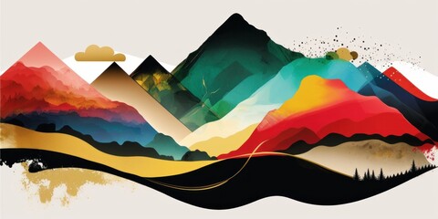 Majestic view. Mountain vector background. Beautiful illustration picture. Generative AI