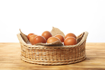 Concept of natural farm product - eggs, isolated on white background