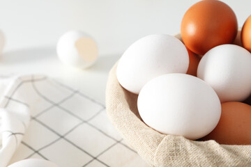 Concept of fresh and natural farm product - eggs