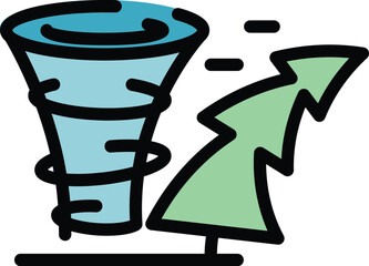 Hurricane forest icon. Outline hurricane forest vector icon for web design isolated on white background color flat