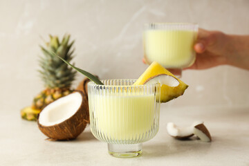 Fresh summer cocktail - Pina colada, fresh summer drink concept