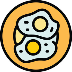 Fototapeta premium Eggs plate icon. Outline eggs plate vector icon for web design isolated on white background color flat