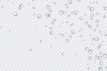 Air bubbles, oxygen, champagne crystal clear, isolated on a transparent background of modern design. Vector illustration of EPS 10.