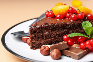 Tasty dessert - Chocolate cake, concept of delicious dessert