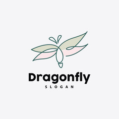 Dragonfly Logo, Flying Animal Vector, Luxurious Elegant Simple Minimalist Design, Illustration Template Icon