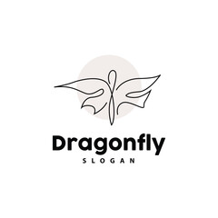 Dragonfly Logo, Flying Animal Vector, Luxurious Elegant Simple Minimalist Design, Illustration Template Icon