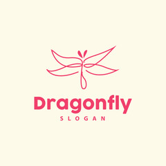 Dragonfly Logo, Flying Animal Vector, Luxurious Elegant Simple Minimalist Design, Illustration Template Icon
