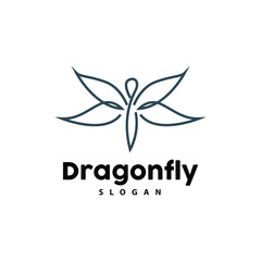 Dragonfly Logo, Flying Animal Vector, Luxurious Elegant Simple Minimalist Design, Illustration Template Icon