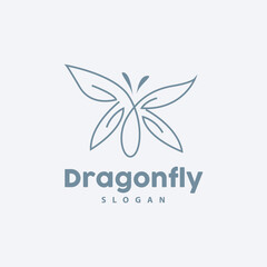 Dragonfly Logo, Flying Animal Vector, Luxurious Elegant Simple Minimalist Design, Illustration Template Icon