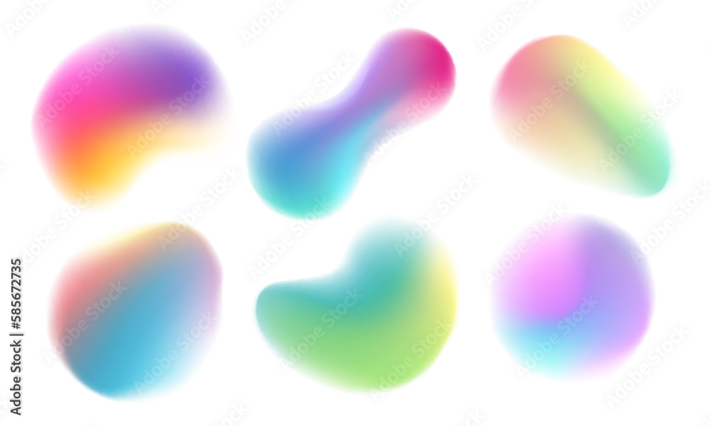 Aufkleber Liquid blurred shapes. Set of soft color gradient defocused shapes for your creative graphic design. Vector illustration.