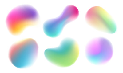 Liquid blurred shapes. Set of soft color gradient defocused shapes for your creative graphic design. Vector illustration. © FineVector
