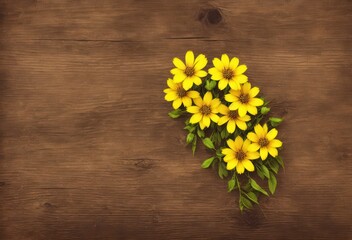 bouquet of yellow flowers wooden texture background, Blossoming Grain: Celebrating the Intersection of Nature and Art