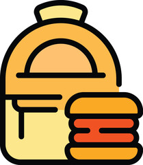 Kid food bag icon. Outline kid food bag vector icon for web design isolated on white background color flat