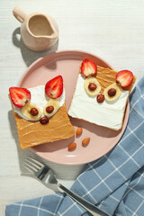 Tasty breakfast or lunch for kid - toast, food that the child can take with him